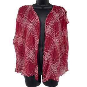 Vinatge Robbie Bee Women's Silk Plaid Sheer Shawl Size 20W Flutter‎ Sleeve